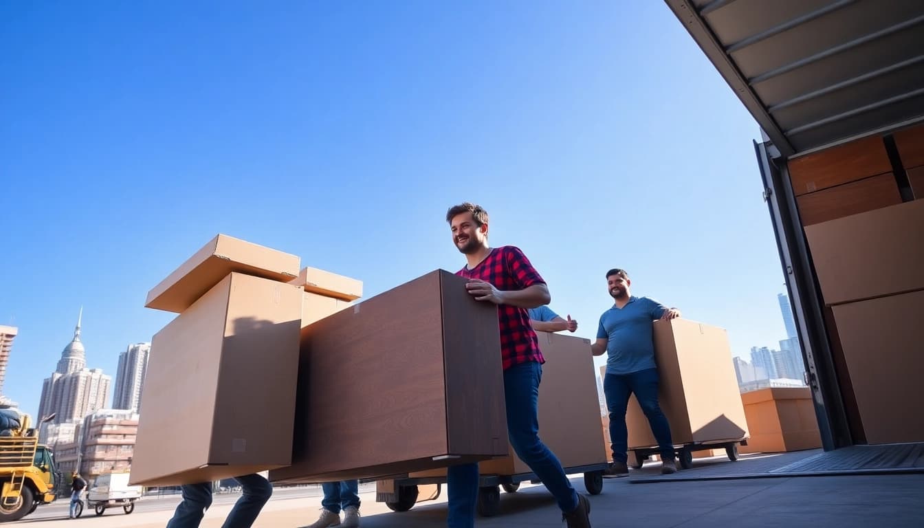 Calgary movers expertly loading furniture, ensuring a seamless moving process in Calgary's vibrant locale.