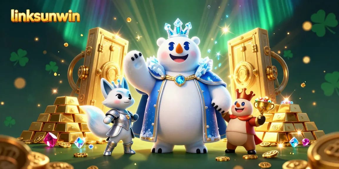 Join the adventure with linksunwin as the polar bear king and fox warrior celebrate treasures of the casino.