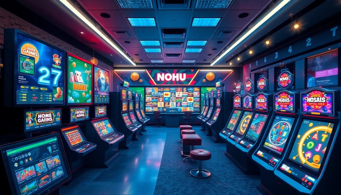 NOHU online gaming platform highlighting vibrant casino games and sports betting opportunities.