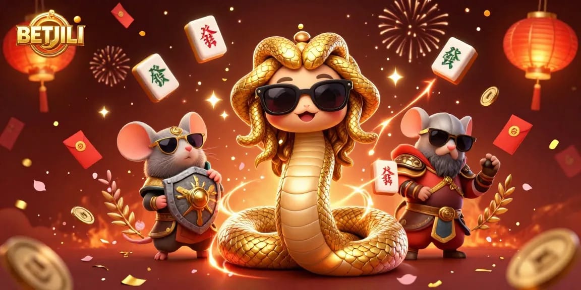 Experience exciting gameplay at BETJILI with vibrant scenes of casino fun featuring Medusa, a warrior mouse, and festive gaming elements.