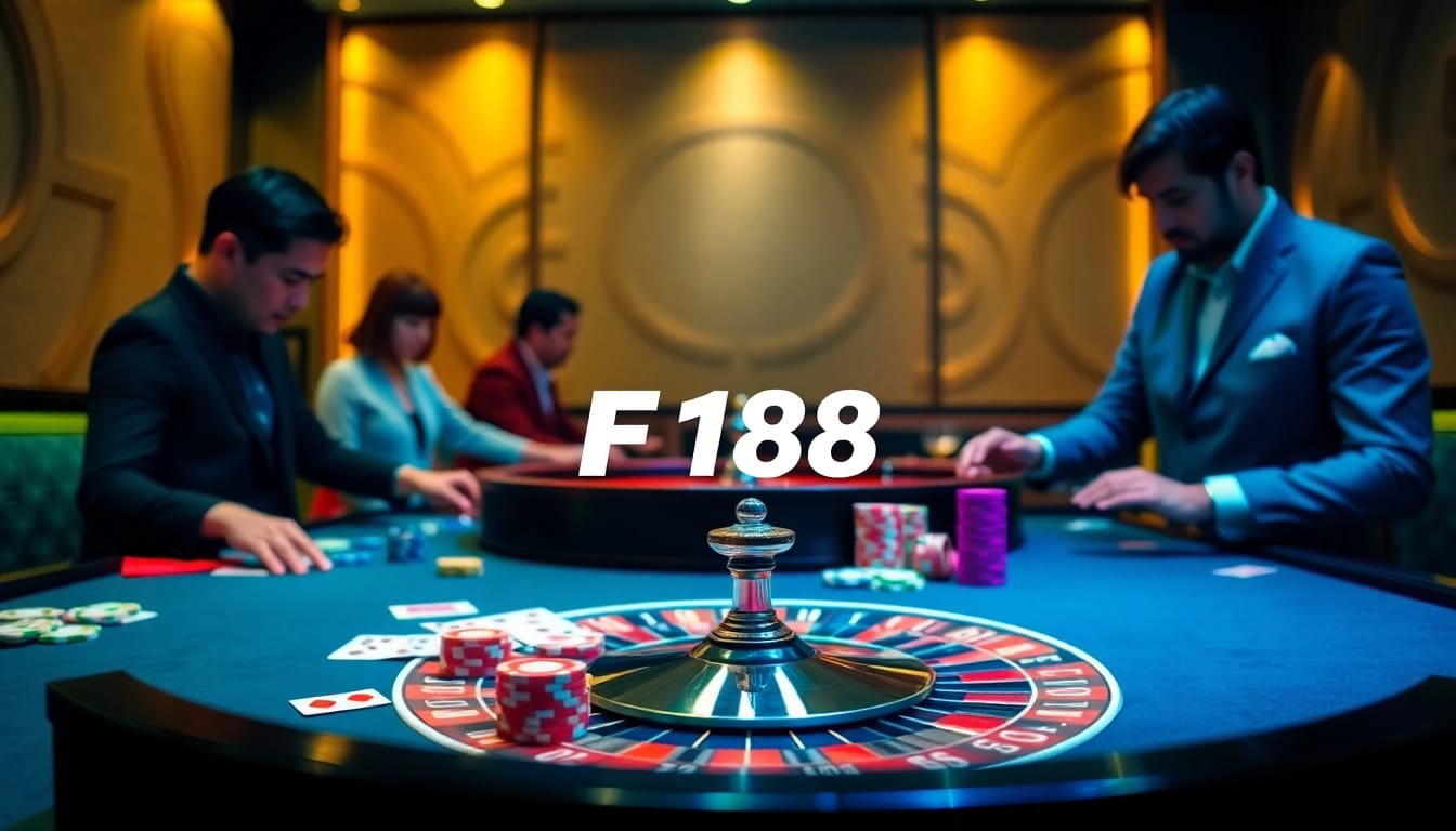 F168 players strategizing bets at an exciting casino table with cards and chips.
