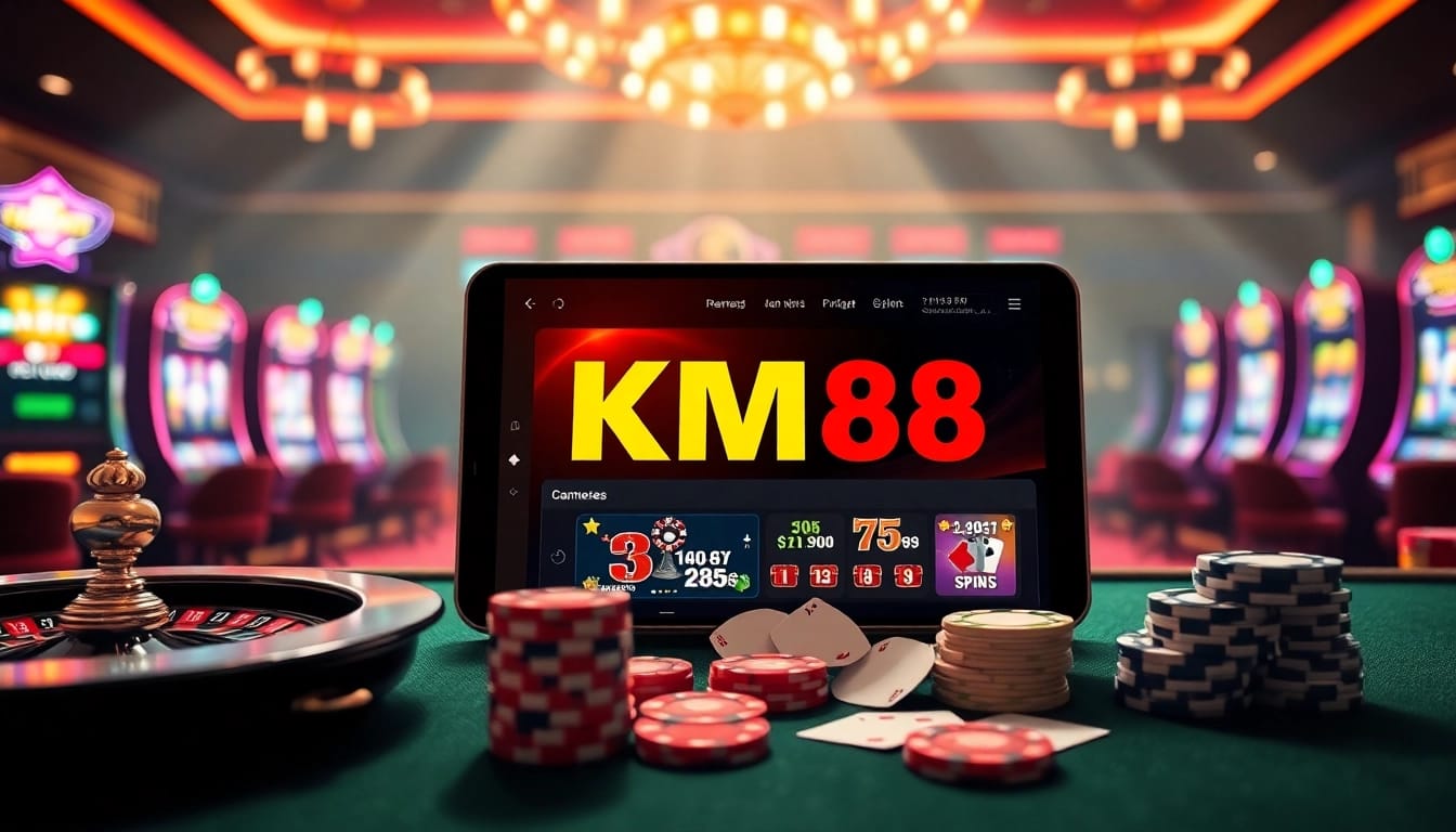 Experience the excitement of gambling at km88 com with vibrant casino visuals and engaging game elements.