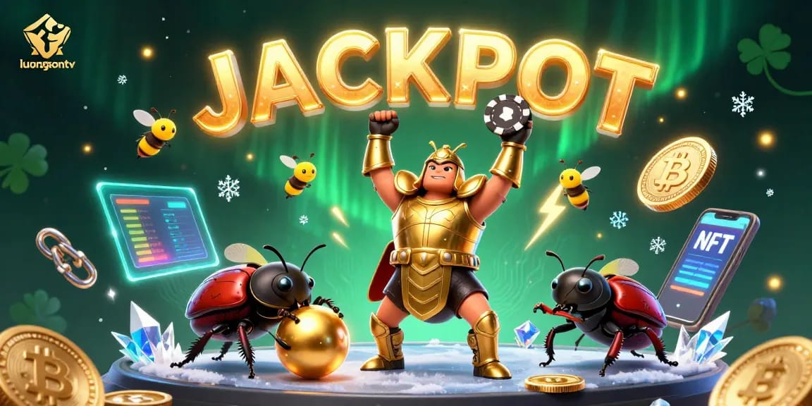 Experience exciting gameplay with luongsontv as the hercules beetle lifts a poker chip triumphantly.