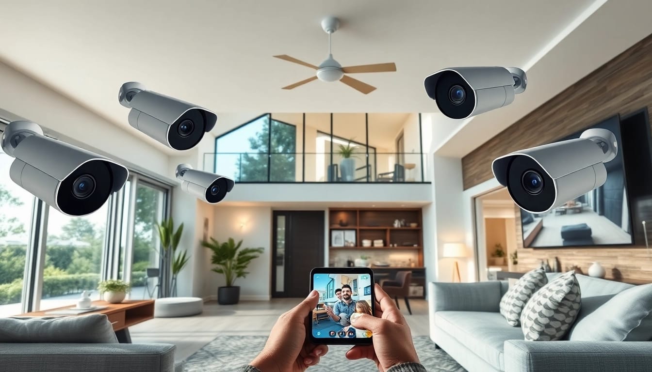 Cámaras Ezviz instaladas en una casa moderna, que muestran funciones de seguridad y monitoreo para un entorno seguro.