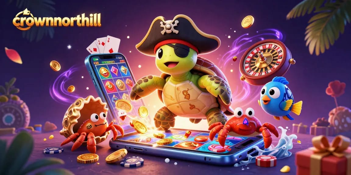 Playing thrilling bonus buy slots at crownnorthill with pirate turtle and friends.