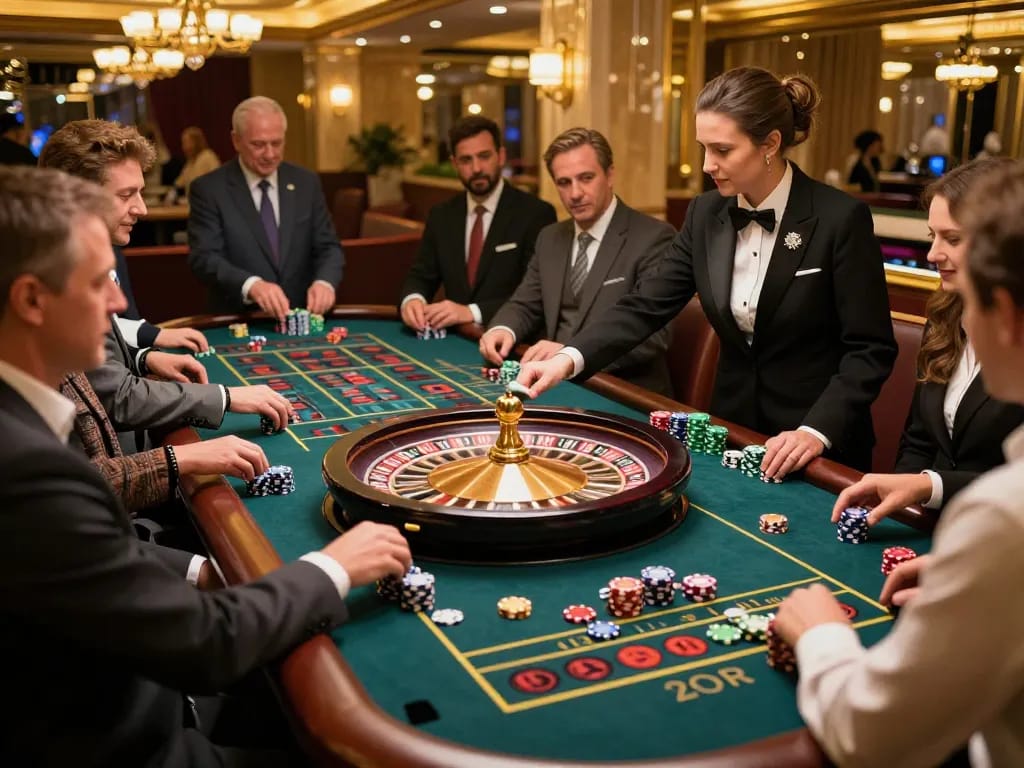 Players at a roulette table enjoying the excitement of 88bet casino gaming in a luxurious setting