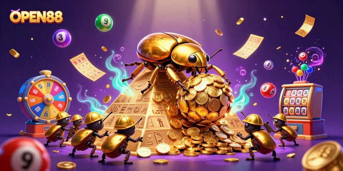 Experience exciting gaming fun at OPEN88 with vibrant casino graphics and engaging elements.