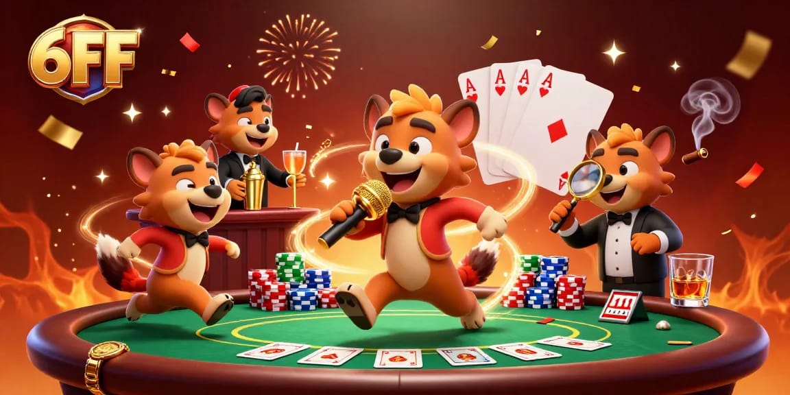 6FF hyenas showcase casino fun with comedy, drinks, and gaming excitement.