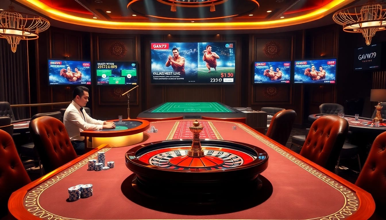 Experience the thrill of gambling with trải nghiệm gavb79 in a vibrant casino setting.