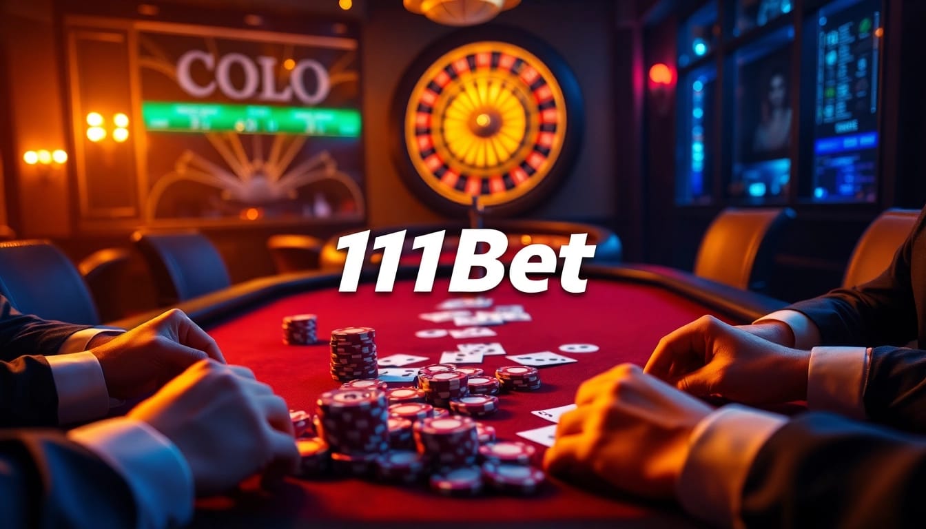Experience the excitement of 11Bet.com with high-stakes poker chips and cards in action.