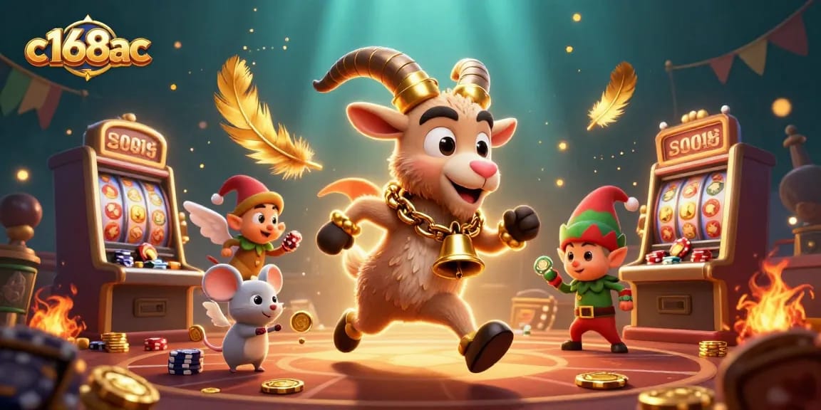 Engage in thrilling games at c168ac with Krampus goat and gremlins at a lively casino.