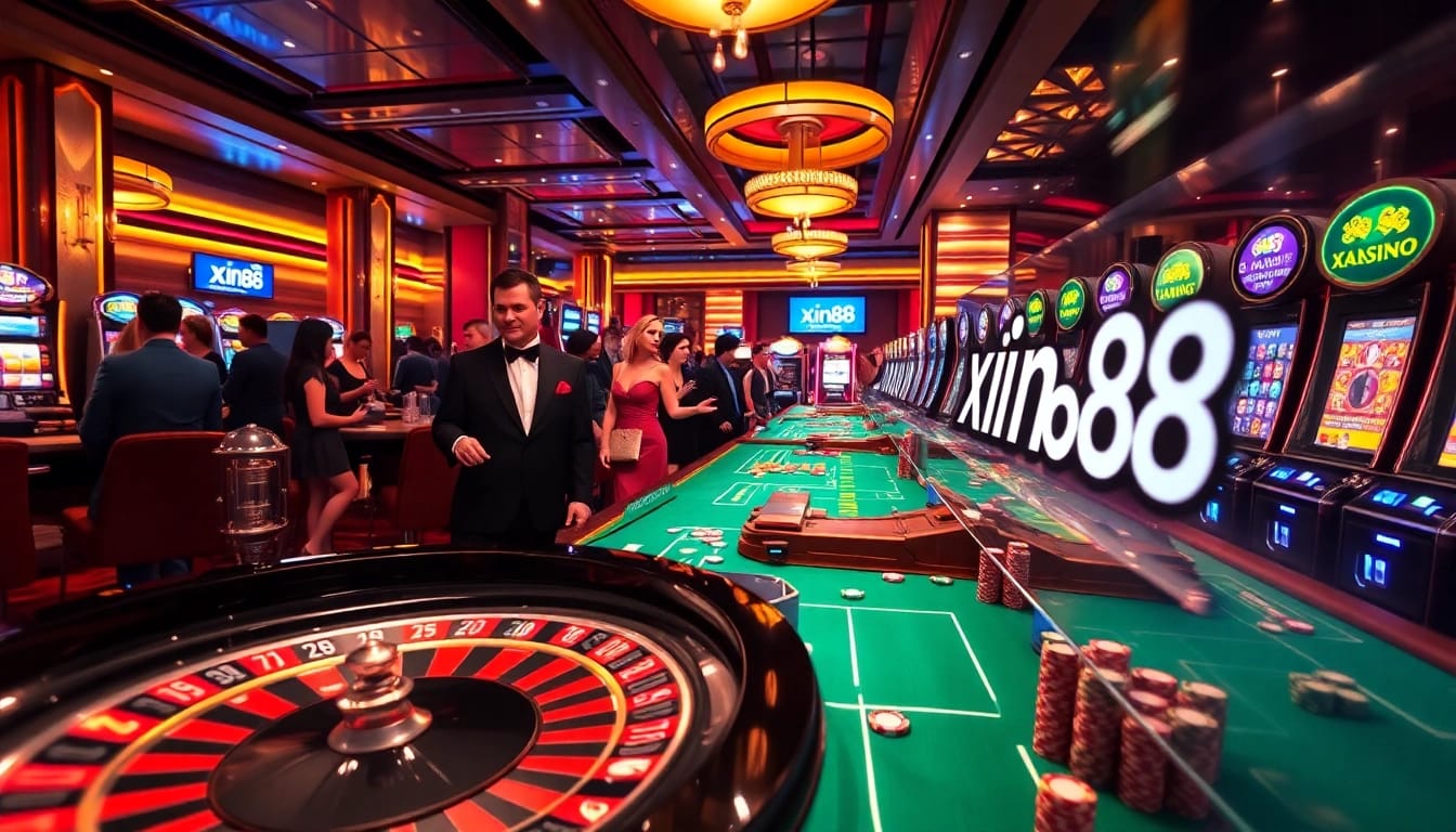 Experience high-stakes gaming at xin88 with vibrant casino tables and exciting roulette action.
