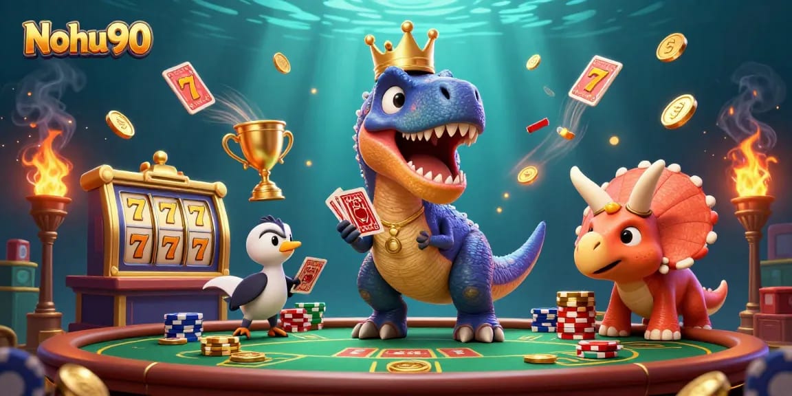 Experience thrilling jackpots and engaging slots with Nohu90's vibrant casino illustration.