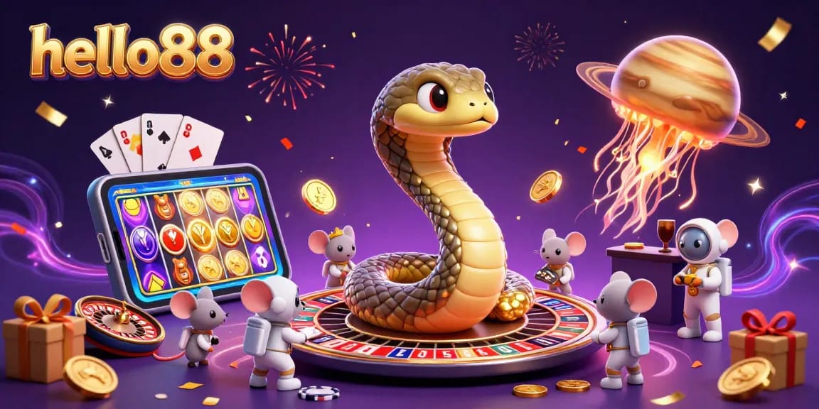 Experience the excitement of hello88 with animated betting mice on a cosmic roulette wheel.