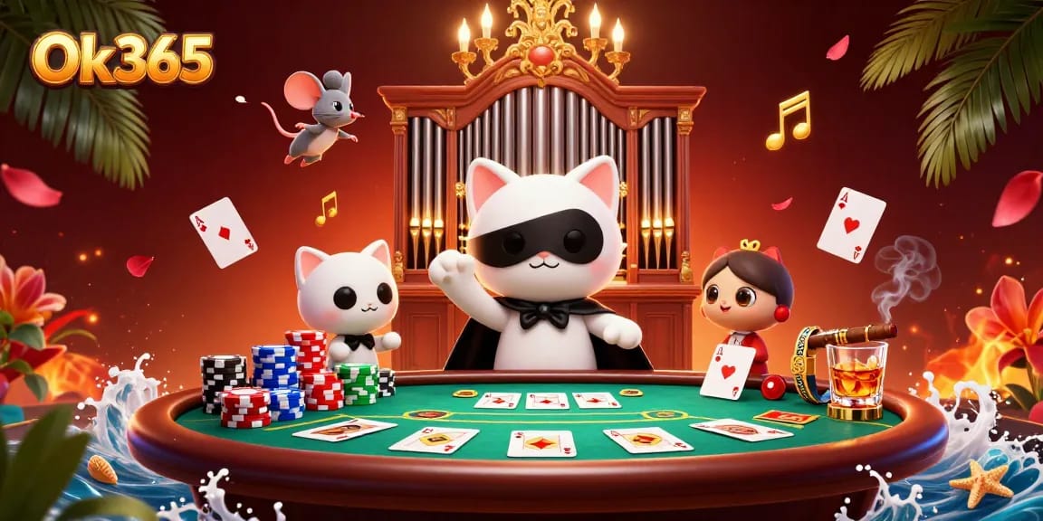 Experience engaging poker action at Ok365 with unique characters in an immersive casino setting.