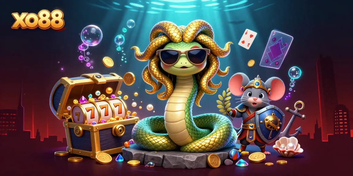 Join xo88's thrilling casino adventure with Medusa and friends, brimming with fruits, slots, and treasures.