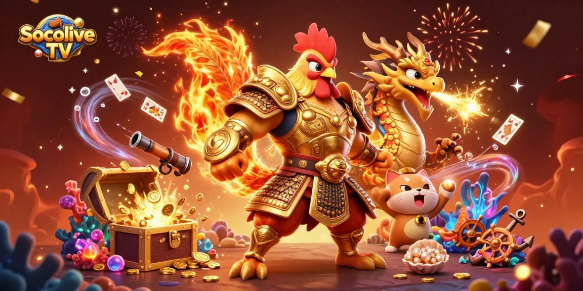 Engage with Socolive TV to enjoy thrilling live sports action featuring vibrant animated characters and elements.
