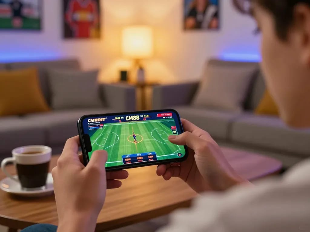 Experience the thrill of betting on CM88 through mobile app gaming, showcasing an active player engaging with sports.