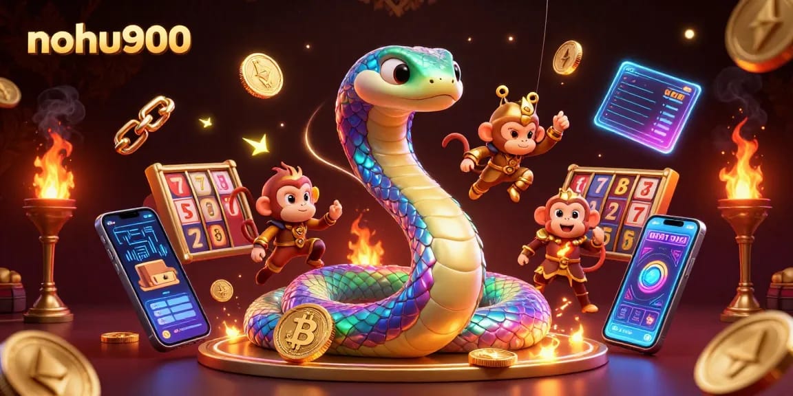Spin to win with nohu900 in this vibrant crypto casino 3D illustration filled with excitement.
