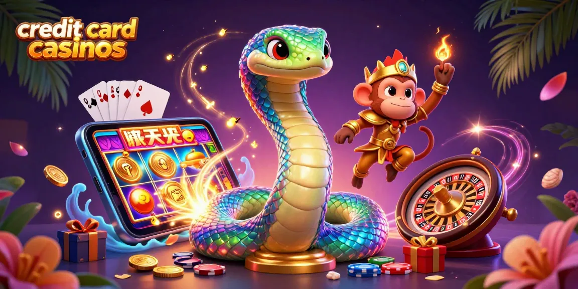 Experience the vibrant world of credit card casinos with dynamic gaming elements and colorful characters.