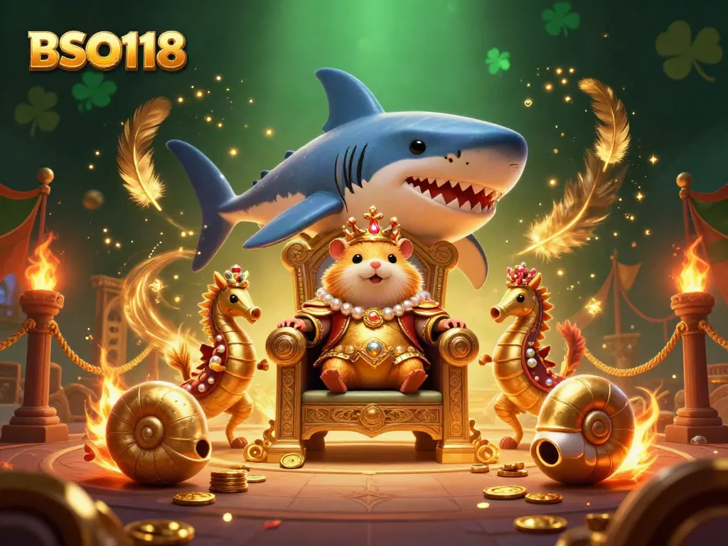 Engage in dynamic gaming adventures with BSO118, where a golden hamster king oversees a thrilling casino realm.