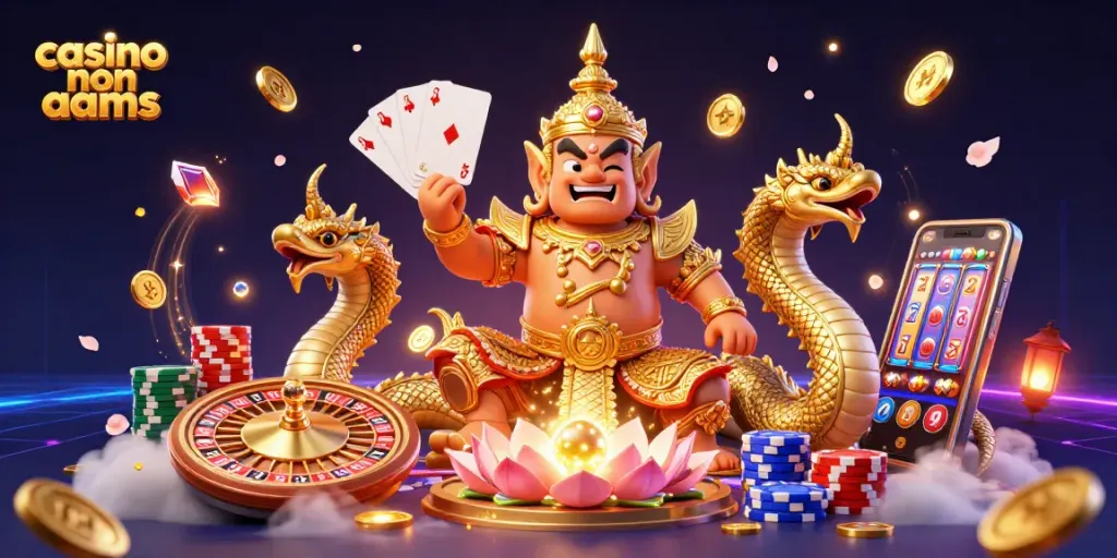 Slot vincente nei casino non AAMS con guardiani e serpenti dorati che circondano monete e giochi vibranti.