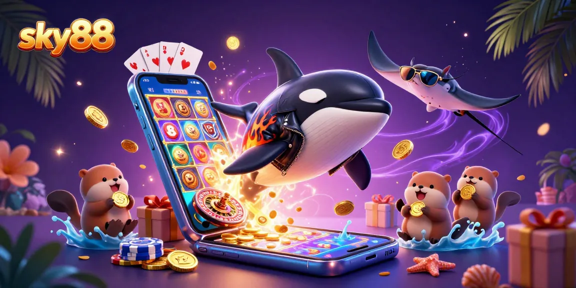 Experience thrilling gaming excitement with sky88 featuring vibrant characters and dynamic casino elements.