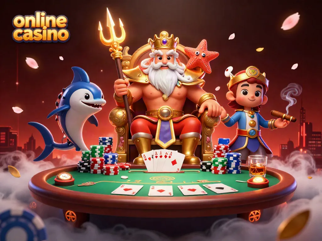 Gioca nei migliori online casino con emozionanti tornei e tavoli da poker elaborati in un'illustrazione 3D vivace.