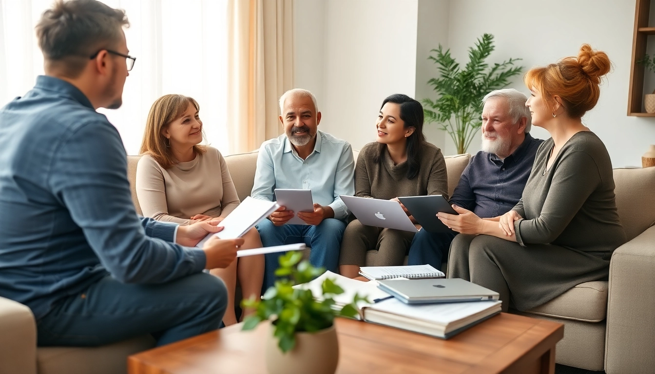 Engaged family discussing Estate Planning in a warm living room.