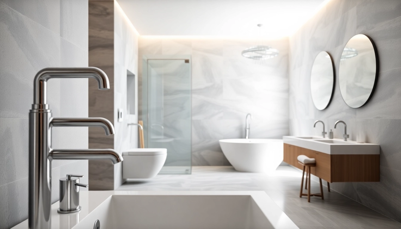 Die Produkte von sonni sanitär in einem stilvollen Badezimmer-Design elegant inszeniert.