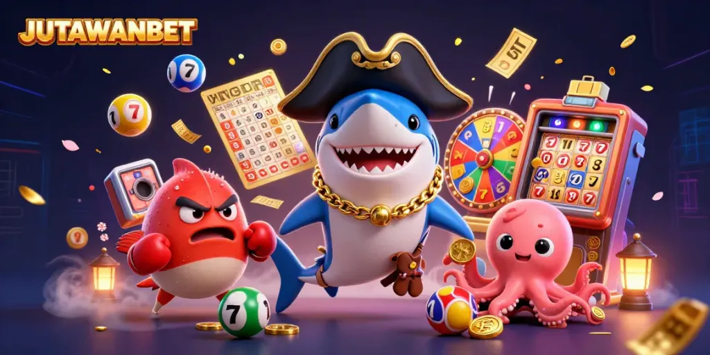 Engage in thrilling gameplay with JUTAWANBET featuring colorful slots, lively characters, and exciting casino elements.