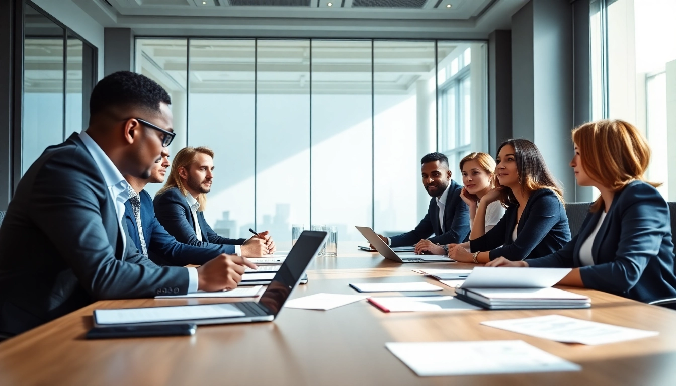 Engaging discussion on Federal and State contracts in a modern office setting.