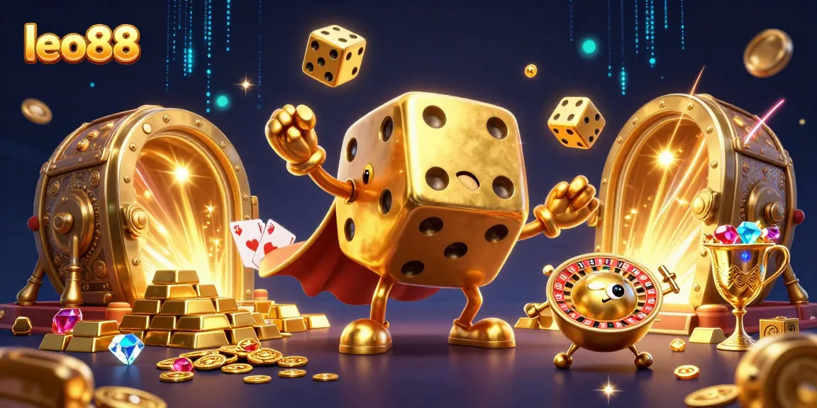 Experience thrilling wins with leo88 in this vibrant 3D casino scene featuring rich gaming elements.