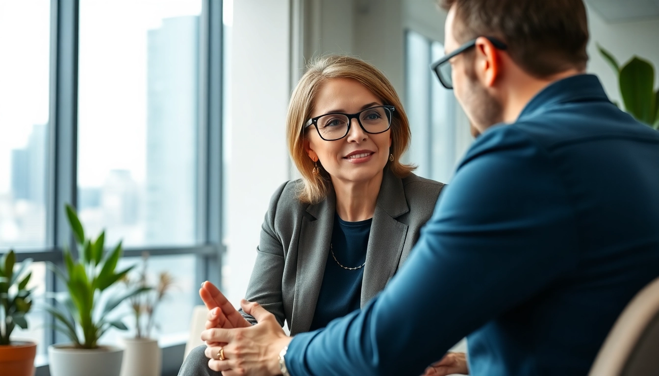 Career coaching session with a professional coach guiding her client to success.