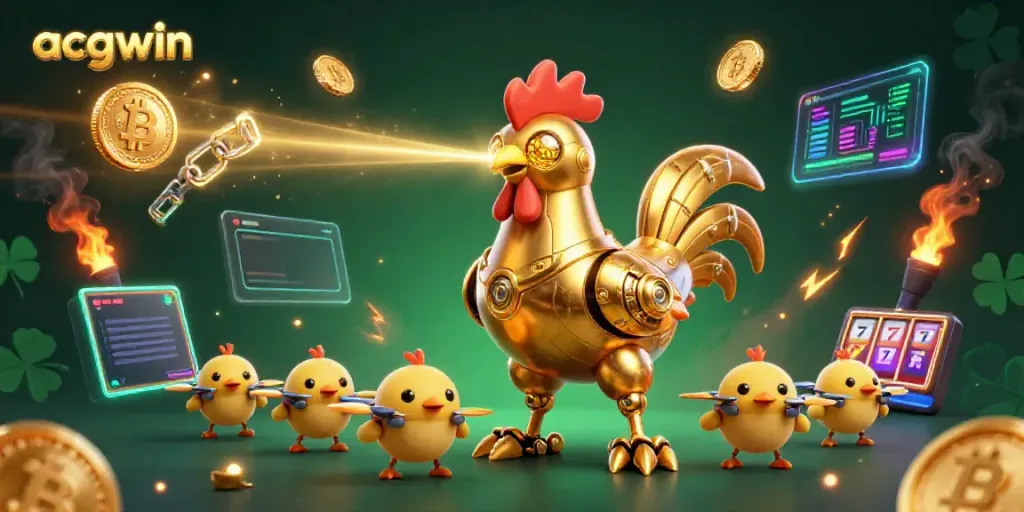Win big with acgwin's golden rooster robot and baby chick drones in an exciting gaming environment.