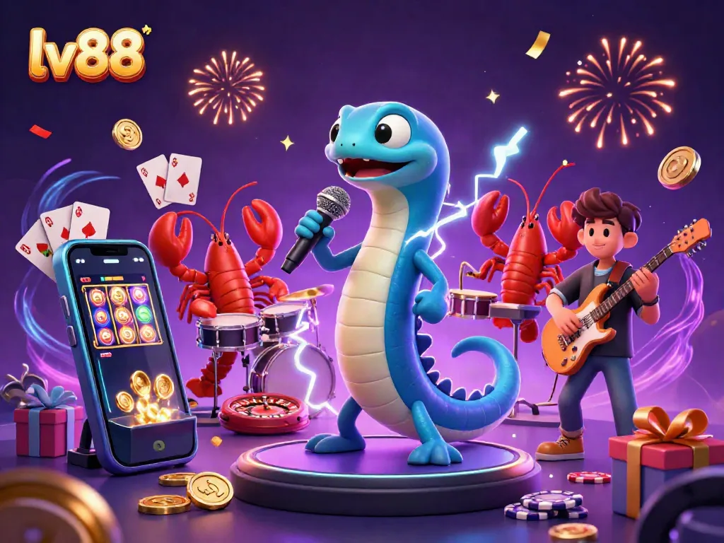 Experience the vibrant underwater casino with lv88's electric eel DJ performance and exciting slot game elements.