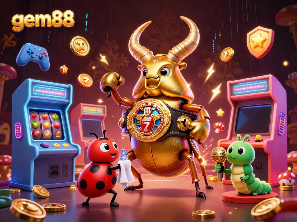 Experience high-stakes action at gem88 with vibrant slot reels and glowing game elements.