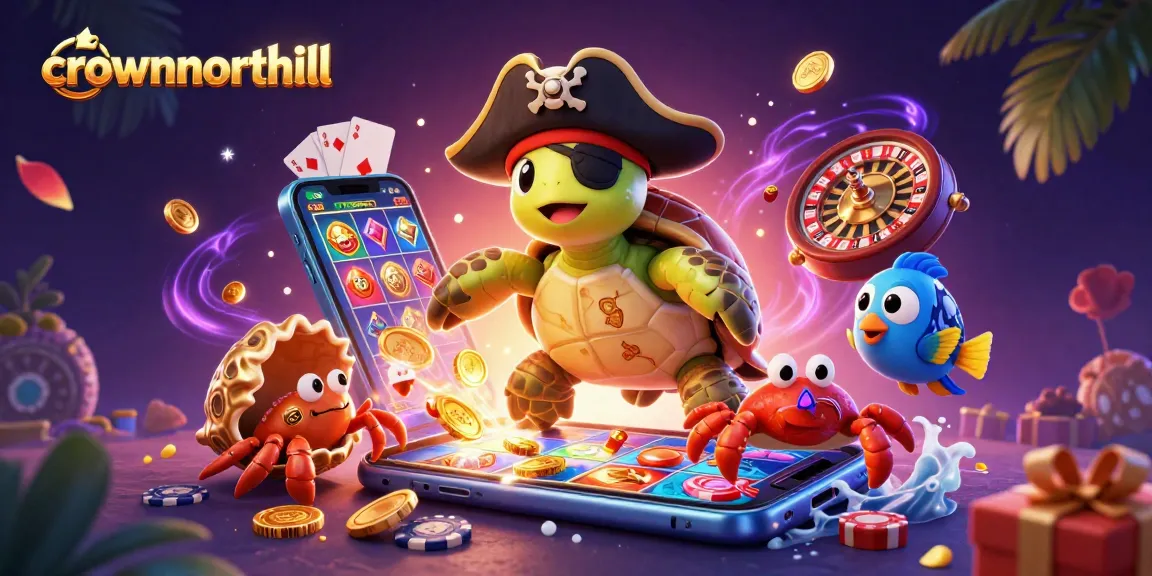 Playing thrilling bonus buy slots at crownnorthill with pirate turtle and friends.