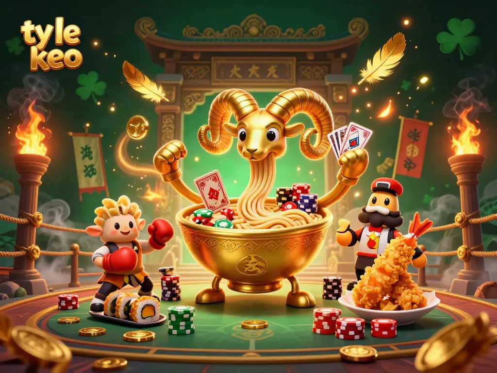 Experience the excitement of ty le keo with a vibrant 3D casino scene featuring unique cartoon characters.