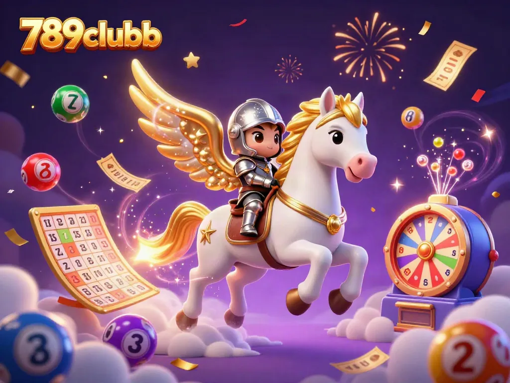 Engage with 789clubb through exciting lottery elements and vibrant casino-themed illustration