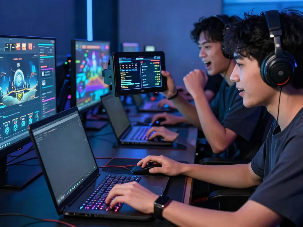 Engaged players at Hitclub online gaming platform celebrating victories with vibrant digital game interface.