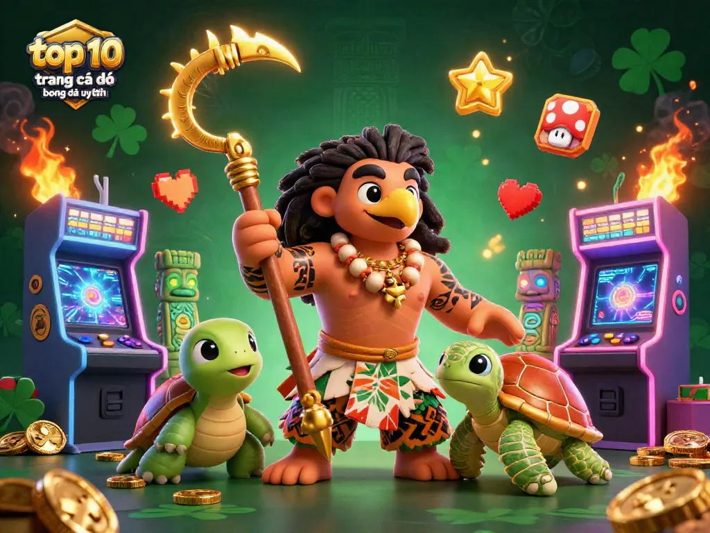 Hình ảnh mô tả "top 10 trang cá độ bóng đá uy tín" với phong cách 3D nhiều màu sắc, đang thu hút người chơi.
