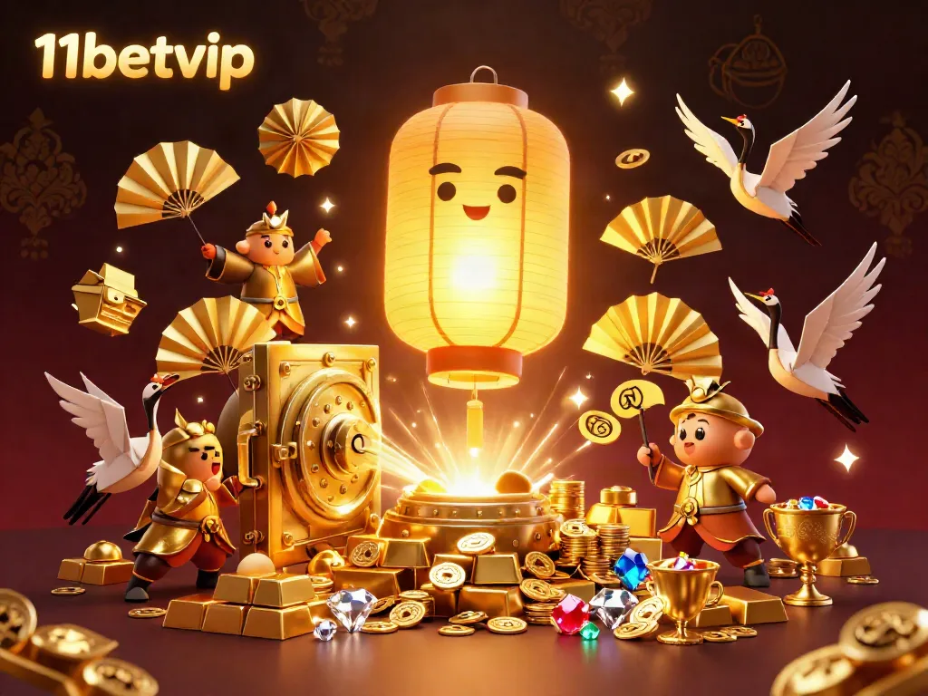 Experience thrilling wins at 11betvip with a vibrant casino inspired illustration showcasing golden treasures and lucky symbols.