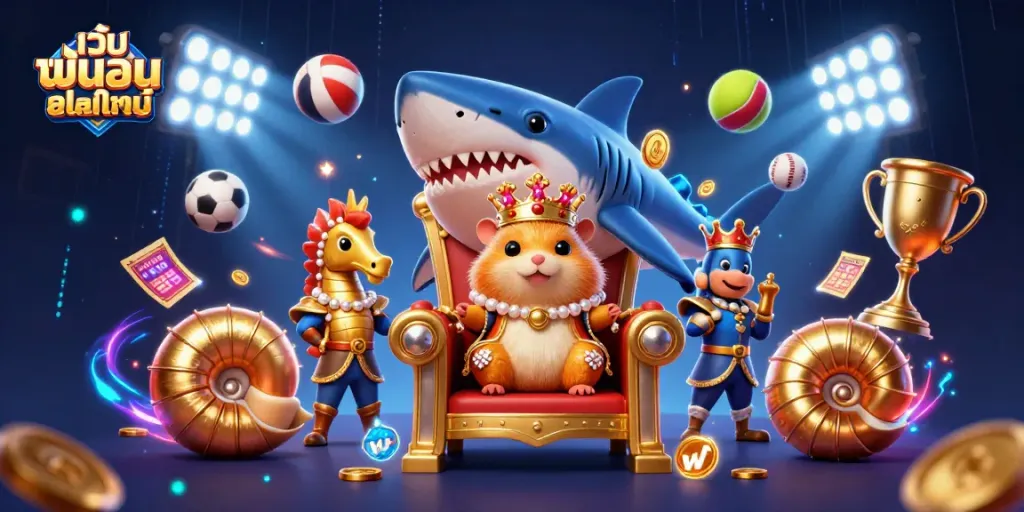 เล่นเกม เว็บ พนัน ออนไลน์ ด้วยภาพของหนูทองผู้กล้าในบัลลังก์ปลาฉลามขนาดใหญ่