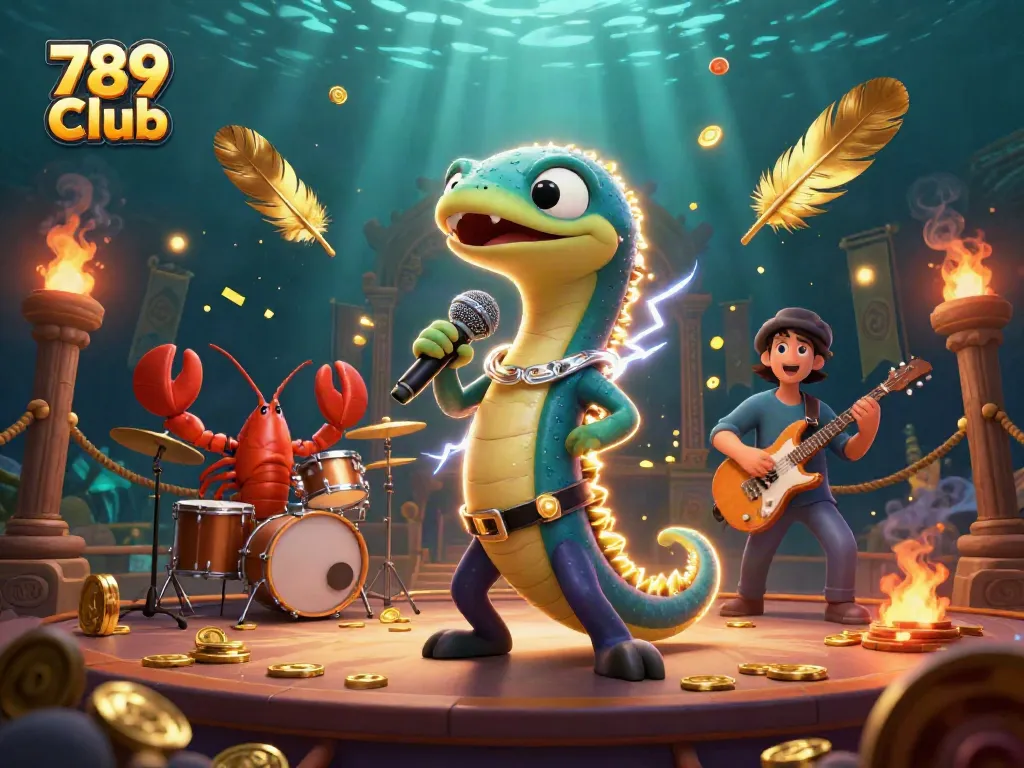 Experience thrilling games at 789 Club featuring lively characters in a vibrant underwater casino.