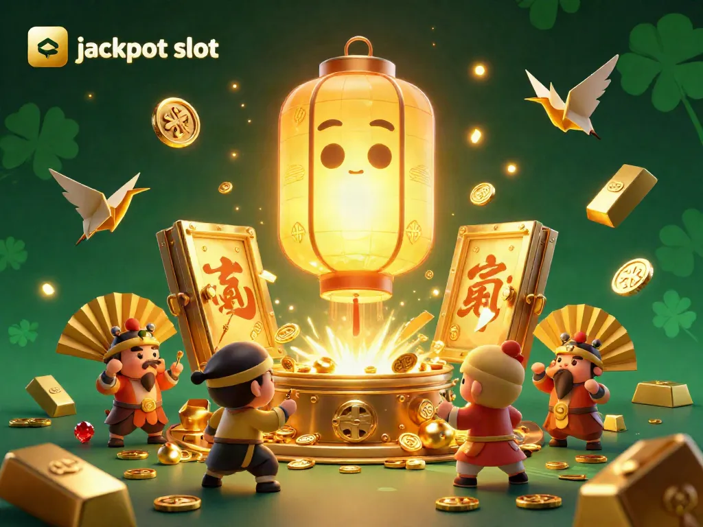 Experience jackpot slot excitement with vibrant casino elements, glowing treasures, and mythical characters.