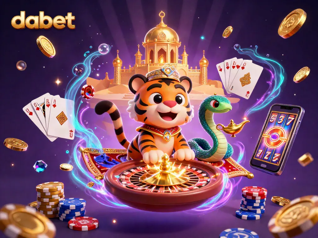 Experience thrilling dabet gaming with a vibrant, dynamic casino scene featuring rich illustrations.
