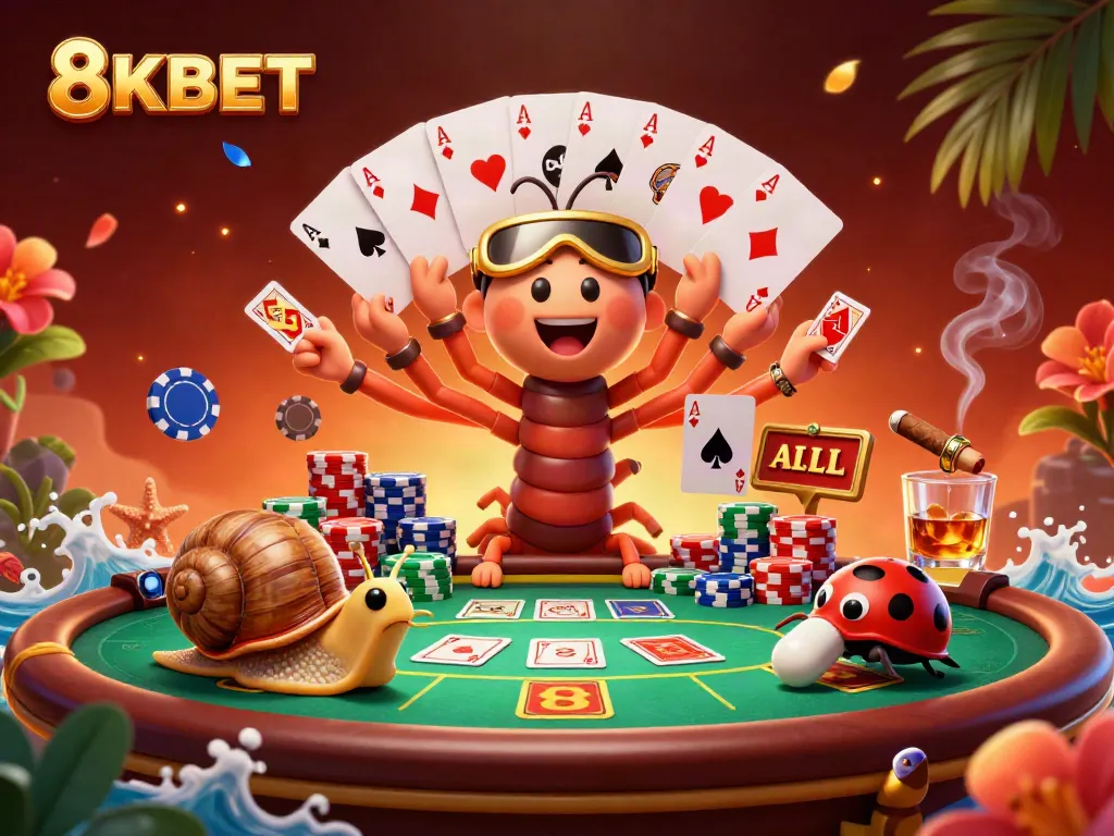 Experience thrilling wins at 8KBET with lively dealer action and colorful poker chips!