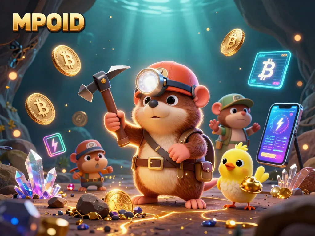MPOID enhances your gaming with engaging visuals of treasure hunters amidst crypto elements.