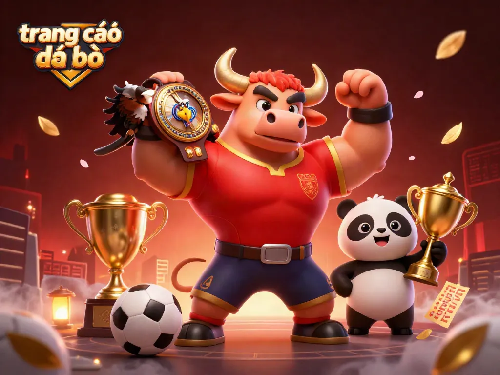 trang cá độ đá bóng với những nhân vật cartoon thể hiện tinh thần chiến thắng trong một đấu trường thể thao